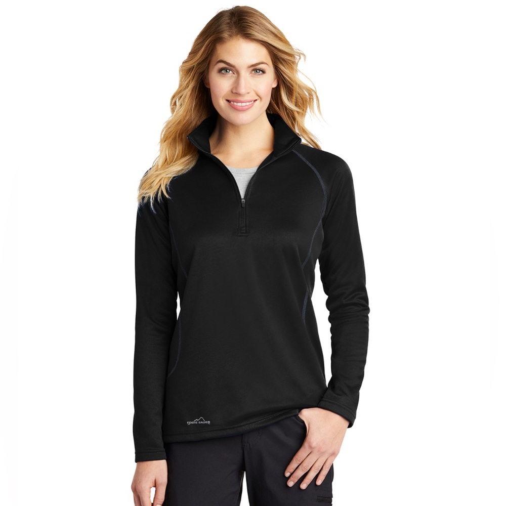 Eddie Bauer® Ladies Smooth Fleece 1/2-Zip- Black